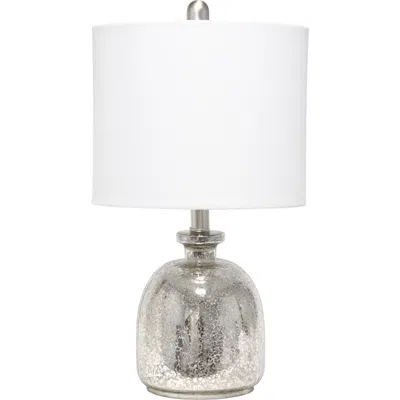 Lalia Home Mercury Hammered Glass Jar Table Lamp With White Linen Shade In Gray