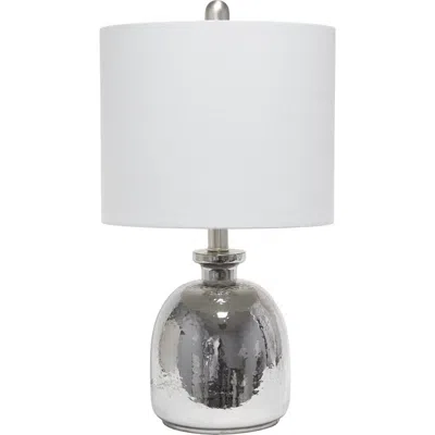 Lalia Home Metallic Gray Hammered Glass Jar Table Lamp With Grey Linen Shade