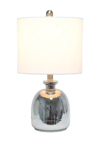 Lalia Home Metallic Gray Hammered Glass Jar Table Lamp With White Linen Shade