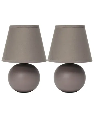 Lalia Home Laila Home Mini Ceramic Globe Table Lamp 2pk Set In Gray