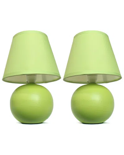Lalia Home Mini Ceramic Globe Table Lamp 2pk Set In Green