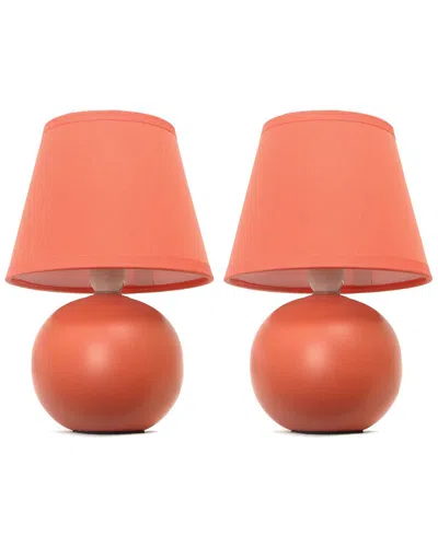 Lalia Home Mini Ceramic Globe Table Lamp 2pk Set In Orange