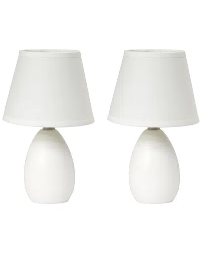 Lalia Home Laila Home Mini Egg Oval Ceramic Table Lamp 2pk Set In Off-white