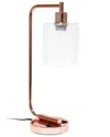 Lalia Home Laila Home Modern Iron Desk Lamp With Usb Port And Glass Shade In Rose