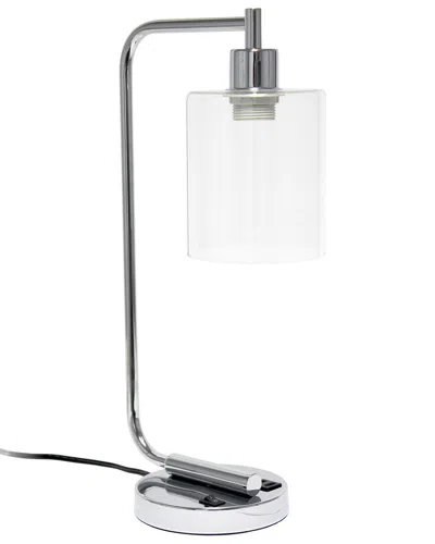 Lalia Home Laila Home Modern Iron Desk Lamp With Usb Port And Glass Shade In Silver