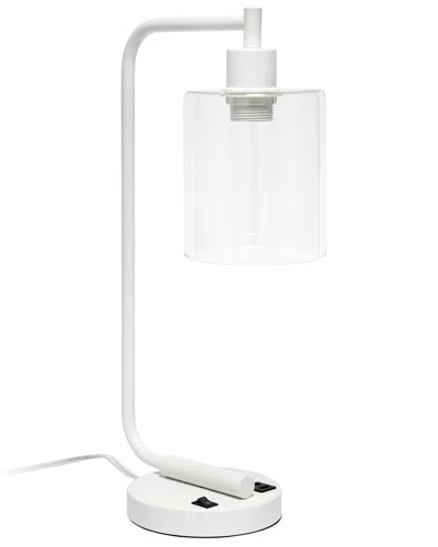 Lalia Home Laila Home Modern Iron Desk Lamp With Usb Port And Glass Shade In White