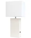 Lalia Home Laila Home Modern Leather Table Lamp With Usb And White Fabric Shade In White