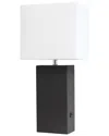 Lalia Home Laila Home Modern Leather Table Lamp With Usb And White Fabric Shade In Black