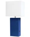 Lalia Home Laila Home Modern Leather Table Lamp With Usb And White Fabric Shade In Blue