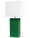Lalia Home Laila Home Modern Leather Table Lamp With Usb And White Fabric Shade In Green