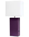 Lalia Home Laila Home Modern Leather Table Lamp With Usb And White Fabric Shade In Purple