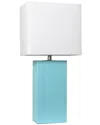 Lalia Home Laila Home Modern Leather Table Lamp With White Fabric Shade In Aqua