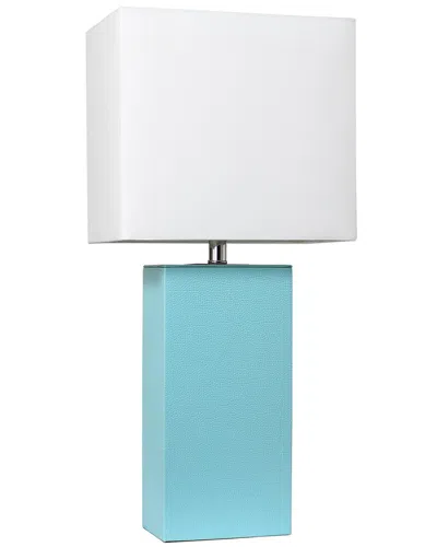 Lalia Home Laila Home Modern Leather Table Lamp With White Fabric Shade In Aqua