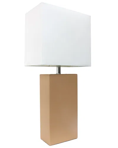 Lalia Home Laila Home Modern Leather Table Lamp With White Fabric Shade In Beige