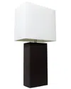 Lalia Home Laila Home Modern Leather Table Lamp With White Fabric Shade In Black
