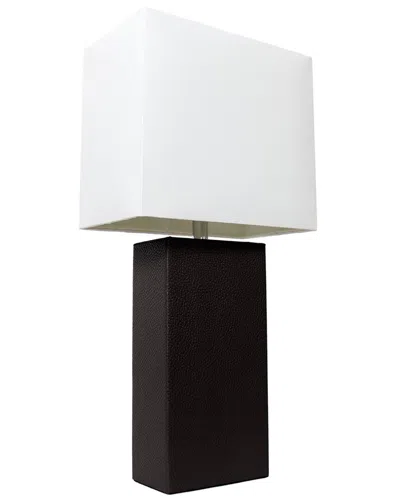 Lalia Home Laila Home Modern Leather Table Lamp With White Fabric Shade In Black