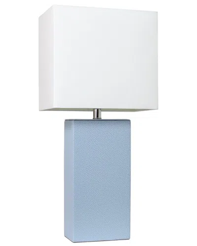 Lalia Home Laila Home Modern Leather Table Lamp With White Fabric Shade In Blue