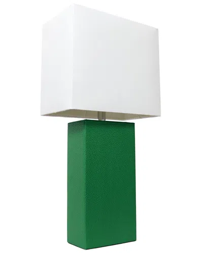 Lalia Home Laila Home Modern Leather Table Lamp With White Fabric Shade In Green