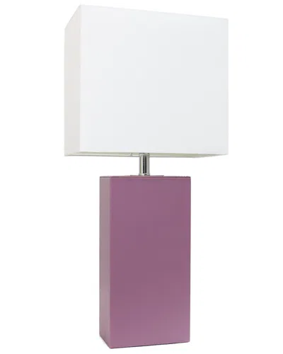 Lalia Home Laila Home Modern Leather Table Lamp With White Fabric Shade In Purple