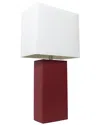 Lalia Home Laila Home Modern Leather Table Lamp With White Fabric Shade In Red