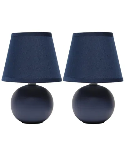 Lalia Home Nauru 8.66in Traditional Petite Ceramic Orb Base Bedside Table Desk Lamp 2pk Set In Blue