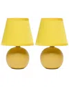 Lalia Home Nauru 8.66in Traditional Petite Ceramic Orb Base Bedside Table Desk Lamp 2pk Set In Yellow