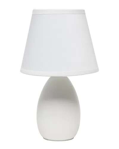 Lalia Home Nauru 9.45in Traditional Petite Ceramic Oblong Bedside Table Desk Lamp 2pk Set In White