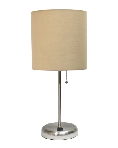 Lalia Home Oslo 19.5in Contemporary Bedside Usb Port Feature Standard Metal Table Desk Lamp In Silver