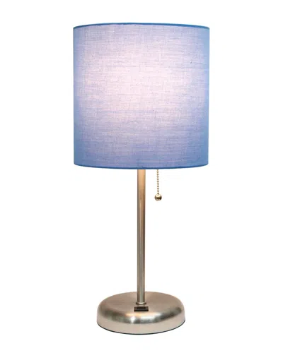 Lalia Home Oslo 19.5in Contemporary Bedside Usb Port Feature Standard Metal Table Desk Lamp In Silver