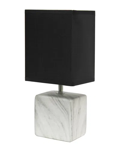 Lalia Home Petite Marbled Ceramic Table Lamp In Black