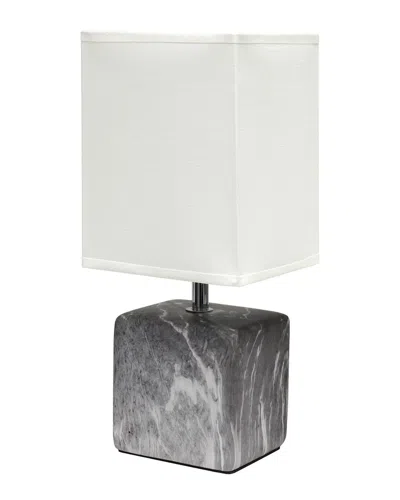 Lalia Home Petite Marbled Ceramic Table Lamp In White