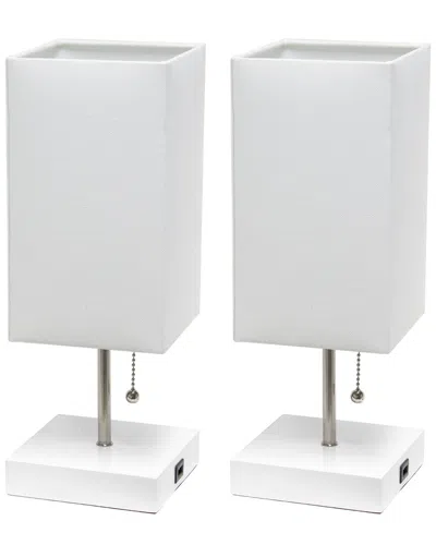 Lalia Home Petite White Stick Lamp With Usb Charging Port 2pk Set