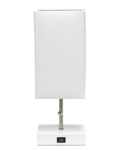 Lalia Home Petite White Stick Lamp With Usb Charging Port