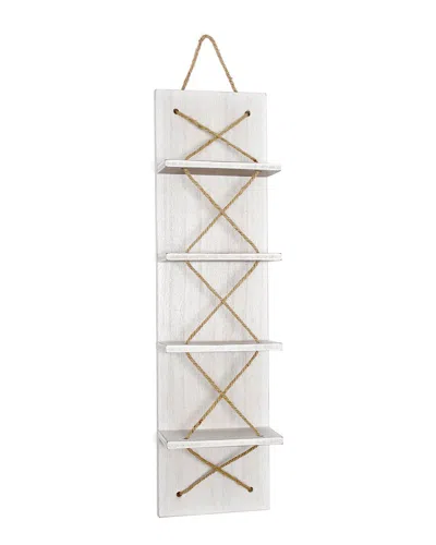 Lalia Home Positano Nautical Rope 4 Bottle Vertical Wall Mounted Wood Wine Rack In White