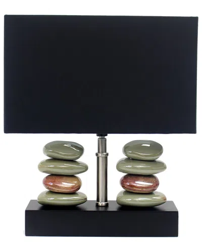 Lalia Home Laila Home Rectangular Dual Stacked Stone Ceramic Table Lamp With Black Shade