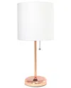 Lalia Home Laila Home Rose Gold Stick Lamp With Charging Outlet And Fabric Shade In Rose