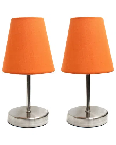 Lalia Home Laila Home Sand Nickel Mini Basic Table Lamp With Fabric Shade 2pk Set
