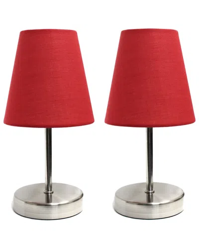 Lalia Home Laila Home Sand Nickel Mini Basic Table Lamp With Fabric Shade 2pk Set