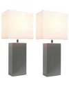 Lalia Home Laila Home Set Of 2 Leather Table Lamps In Gray
