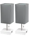 Lalia Home Set Of 2 Petite White Stick Lamp With Usb Charging Port In Grey
