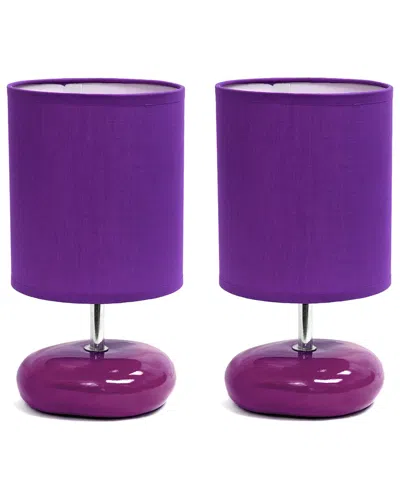 Lalia Home Set Of Two 10.24in Traditional Mini Round Rock Table Lamps In Black