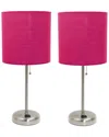 Lalia Home Set Of Two 19.5in Stick Table Desk Lamps With Charging Outlet &  Drum Shade