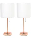 Lalia Home Set Of Two 19.5in Stick Table Desk Lamps With Charging Outlet &  Drum Shade