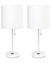 Lalia Home Set Of Two 19.5in Stick Table Desk Lamps With Charging Outlet &  Drum Shade