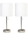 Lalia Home Set Of Two 19.5in Stick Table Desk Lamps With Charging Outlet &  Drum Shade