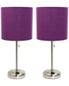 Lalia Home Set Of Two 19.5in Stick Table Desk Lamps With Charging Outlet &  Drum Shade