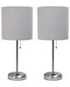 Lalia Home Set Of Two 19.5in Stick Table Desk Lamps With Charging Outlet &  Drum Shade