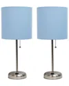 Lalia Home Set Of Two 19.5in Stick Table Desk Lamps With Charging Outlet &  Drum Shade