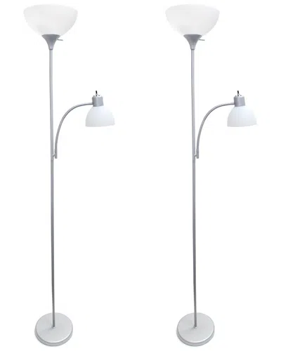 Lalia Home Set Of Two 71.5in Floor Lamps With Reading Light In White