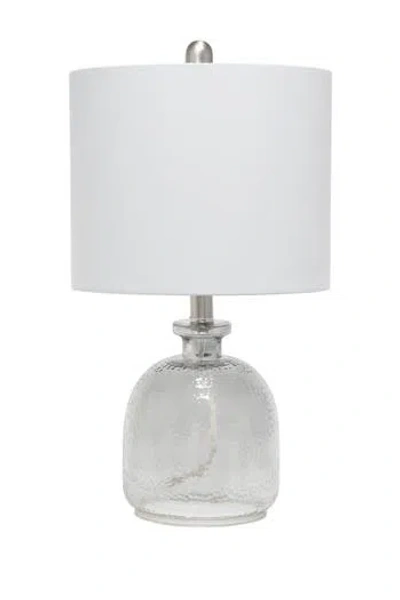 Lalia Home Smokey Gray Hammered Glass Jar Table Lamp With Gray Linen Shade